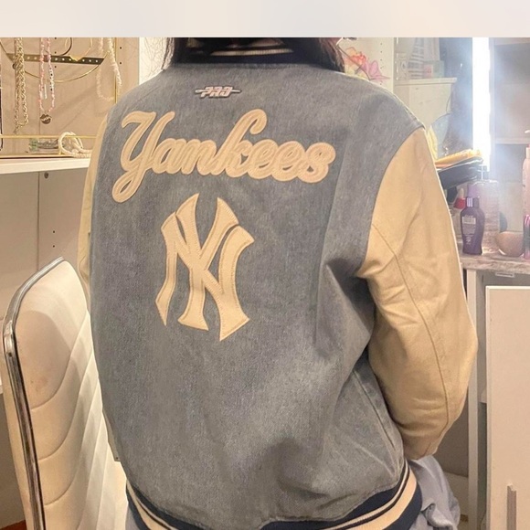 Yankees Denim Varsity Jacket - Picture 1 of 2